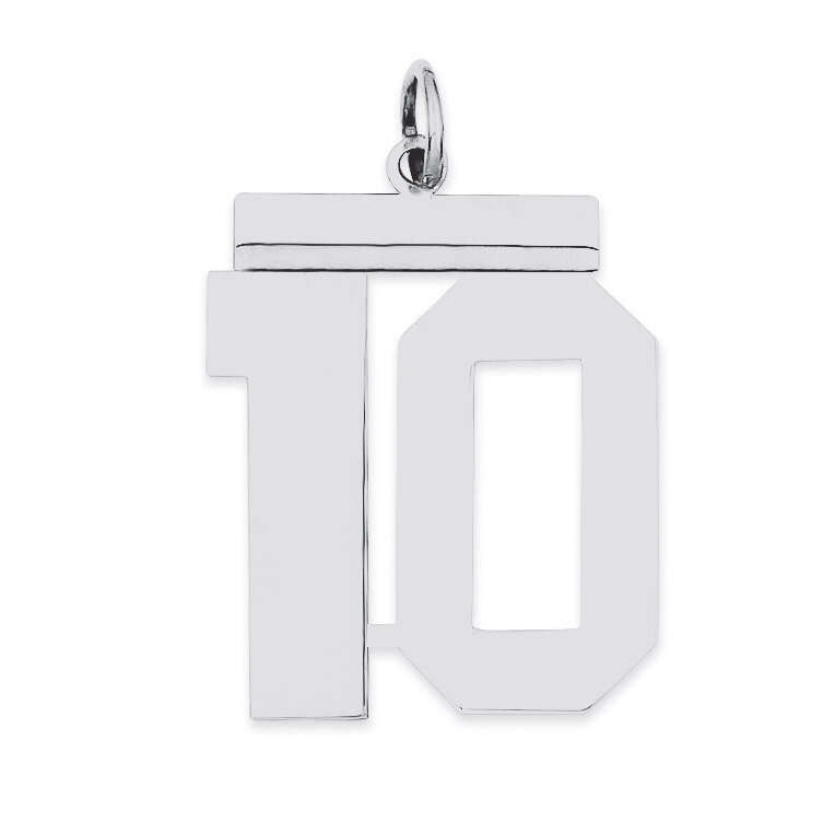 Charm Number 10 Polished Sterling Silver Large QPL10, MPN: QPL10, 191101280610