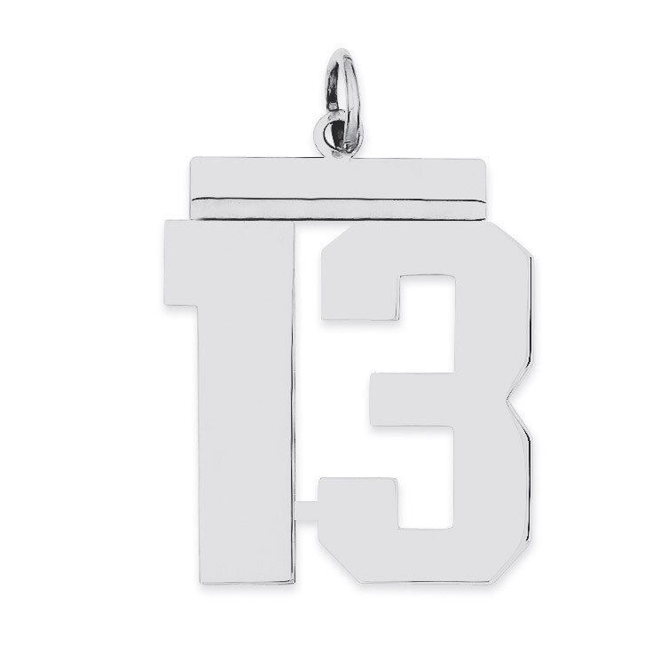 Charm Number 13 Polished Sterling Silver Large QPL13, MPN: QPL13, 191101280641