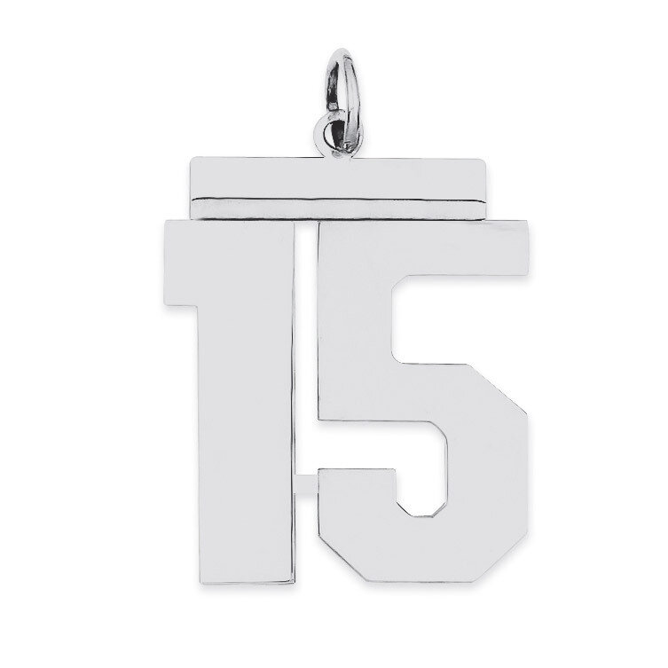 Charm Number 15 Polished Sterling Silver Large QPL15, MPN: QPL15, 191101280665