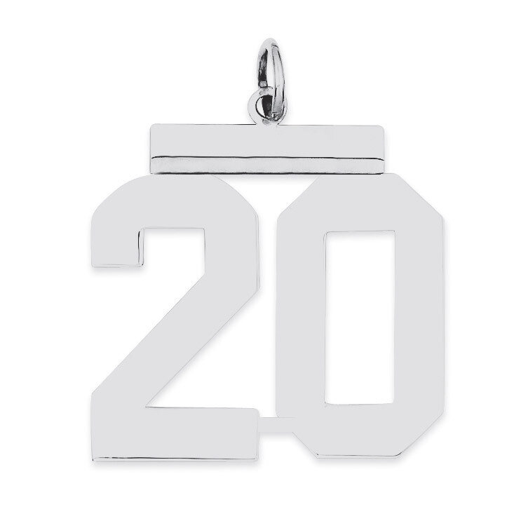 Charm Number 20 Polished Sterling Silver Large QPL20, MPN: QPL20, 191101280719