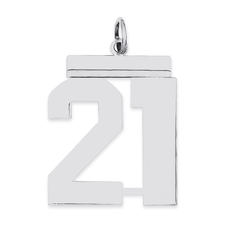 Charm Number 21 Polished Sterling Silver Large QPL21, MPN: QPL21, 191101280726