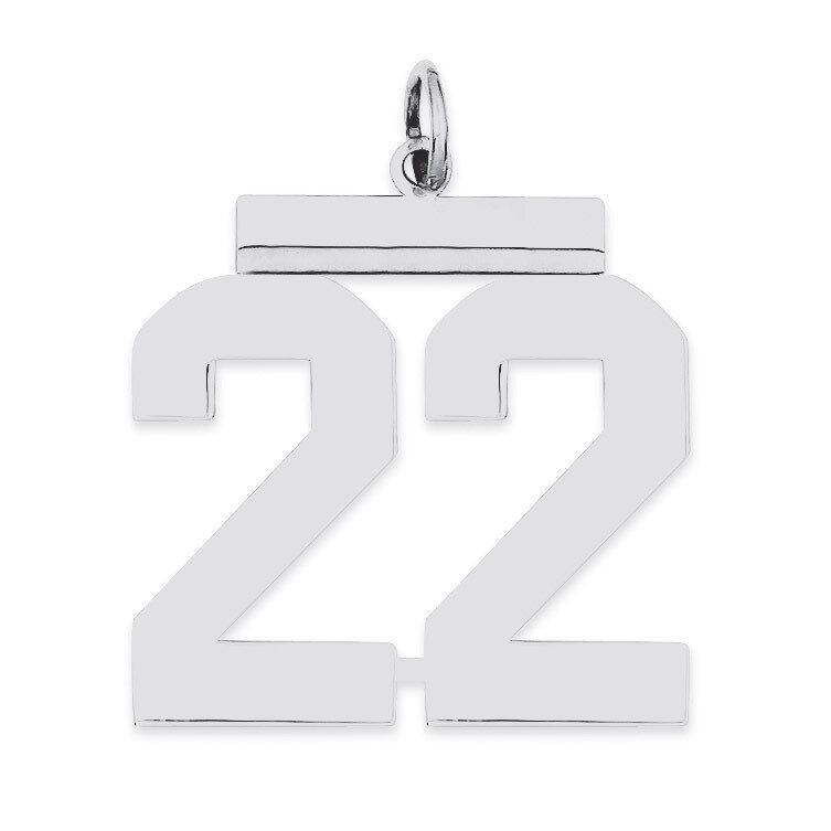 Charm Number 22 Polished Sterling Silver Large QPL22, MPN: QPL22, 191101280733
