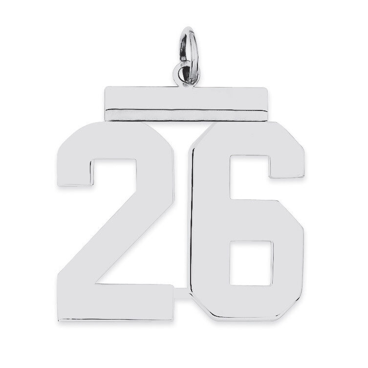 Charm Number 26 Polished Sterling Silver Large QPL26, MPN: QPL26, 191101280771