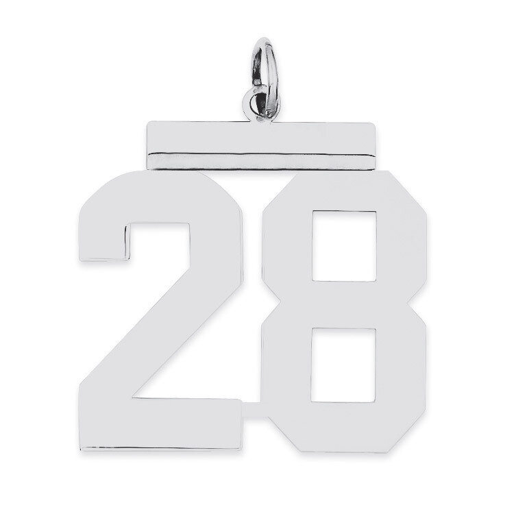 Charm Number 28 Polished Sterling Silver Large QPL28, MPN: QPL28, 191101280795