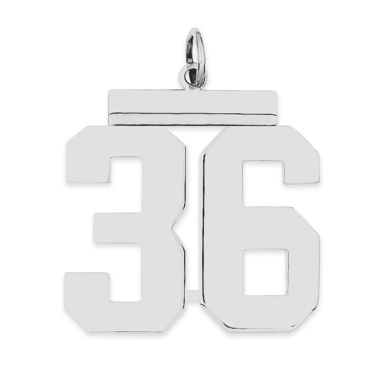 Charm Number 36 Polished Sterling Silver Large QPL36, MPN: QPL36, 191101280870