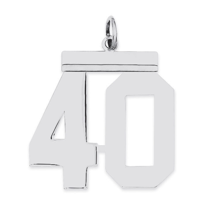 Charm Number 40 Polished Sterling Silver Large QPL40, MPN: QPL40, 191101280917