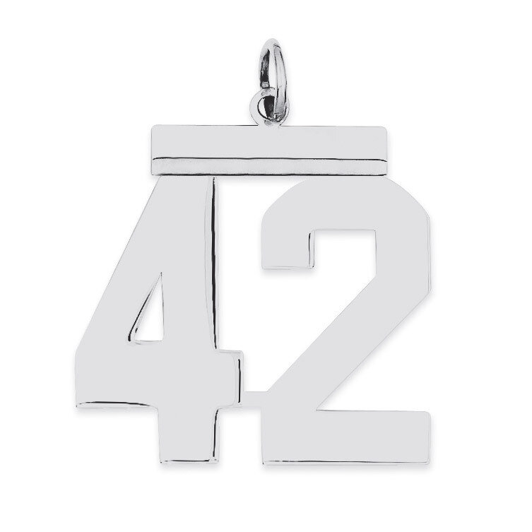 Charm Number 42 Polished Sterling Silver Large QPL42, MPN: QPL42, 191101280931