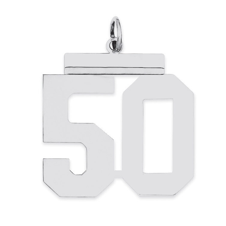 Charm Number 50 Polished Sterling Silver Large QPL50, MPN: QPL50, 191101281006