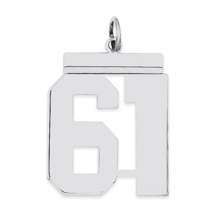 Charm Number 61 Polished Sterling Silver Large QPL61, MPN: QPL61, 191101281112