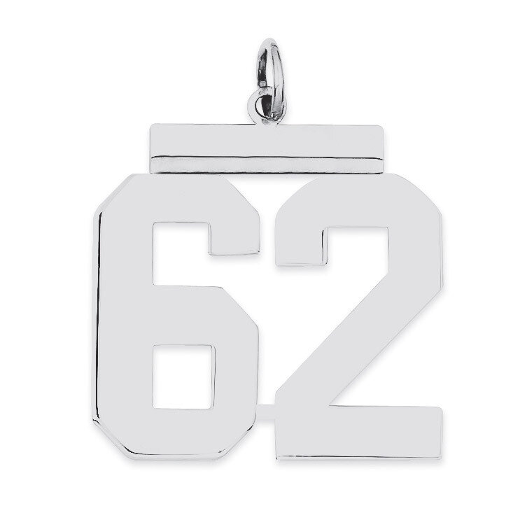 Charm Number 62 Polished Sterling Silver Large QPL62, MPN: QPL62, 191101281129
