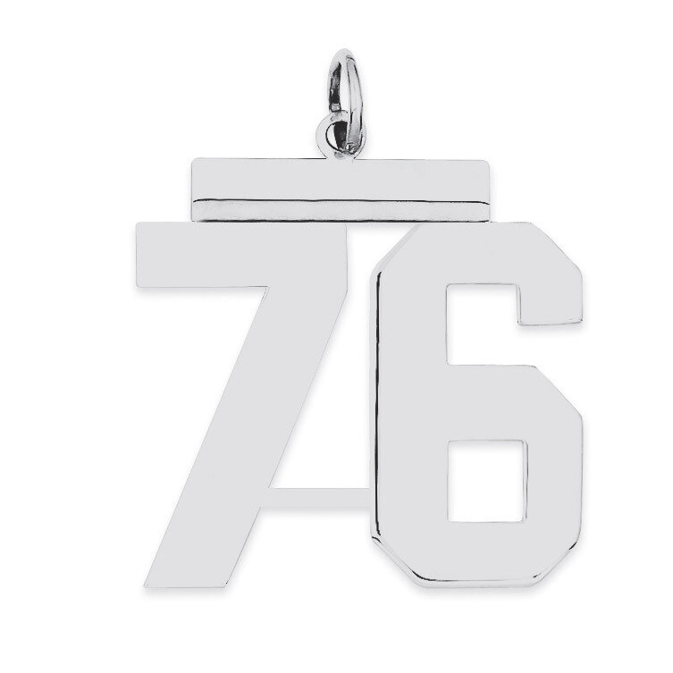 Charm Number 76 Polished Sterling Silver Large QPL76, MPN: QPL76, 191101281266
