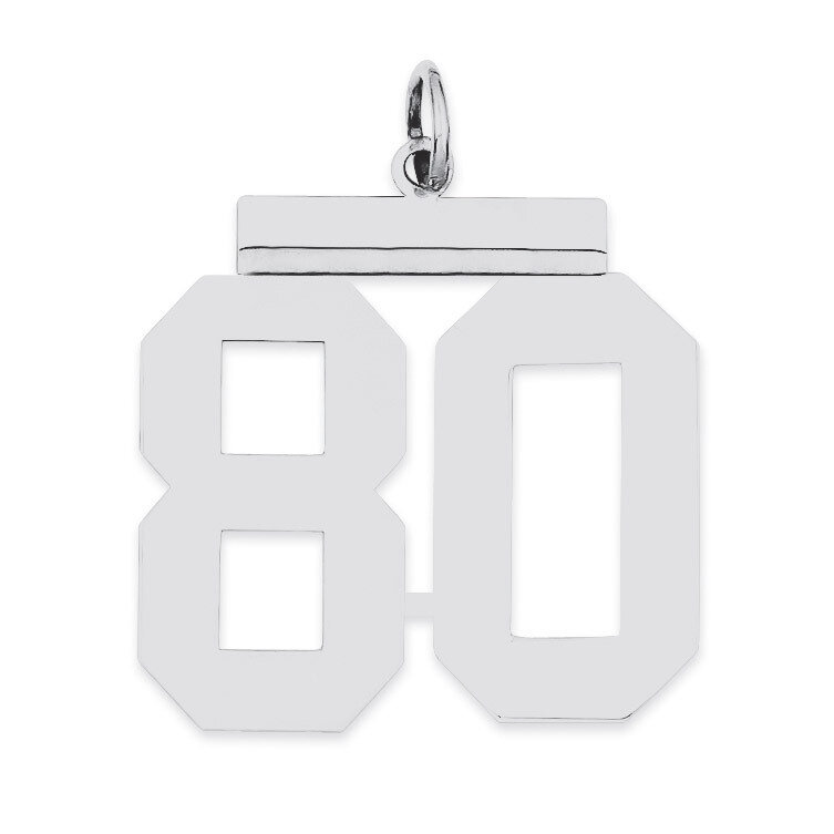 Charm Number 80 Polished Sterling Silver Large QPL80, MPN: QPL80, 191101281303