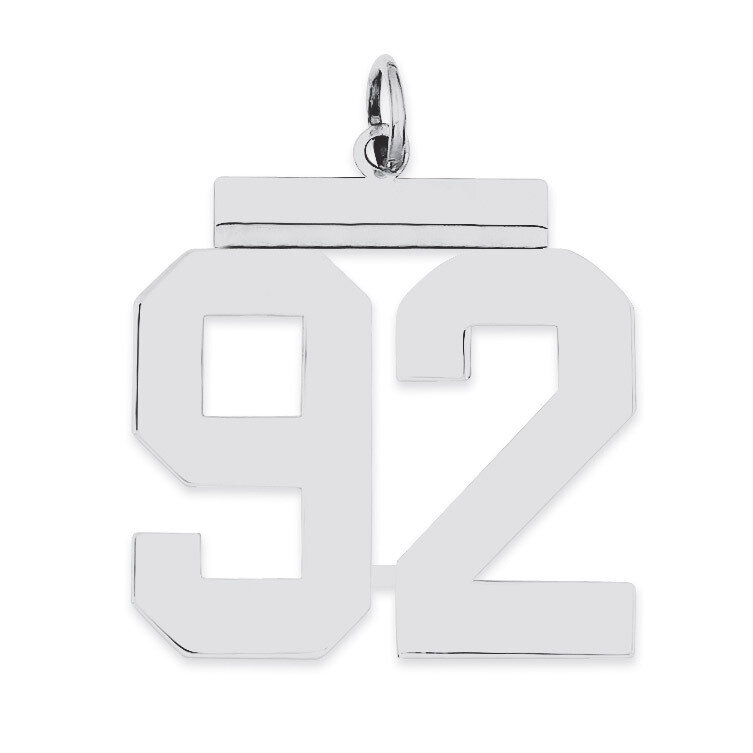 Charm Number 92 Polished Sterling Silver Large QPL92, MPN: QPL92, 191101281426