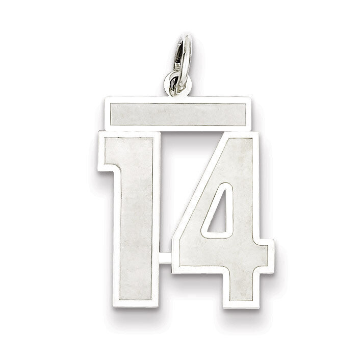 Pendant Number 14 Satin Sterling Silver Medium QPM14, MPN: QPM14, 883957126388