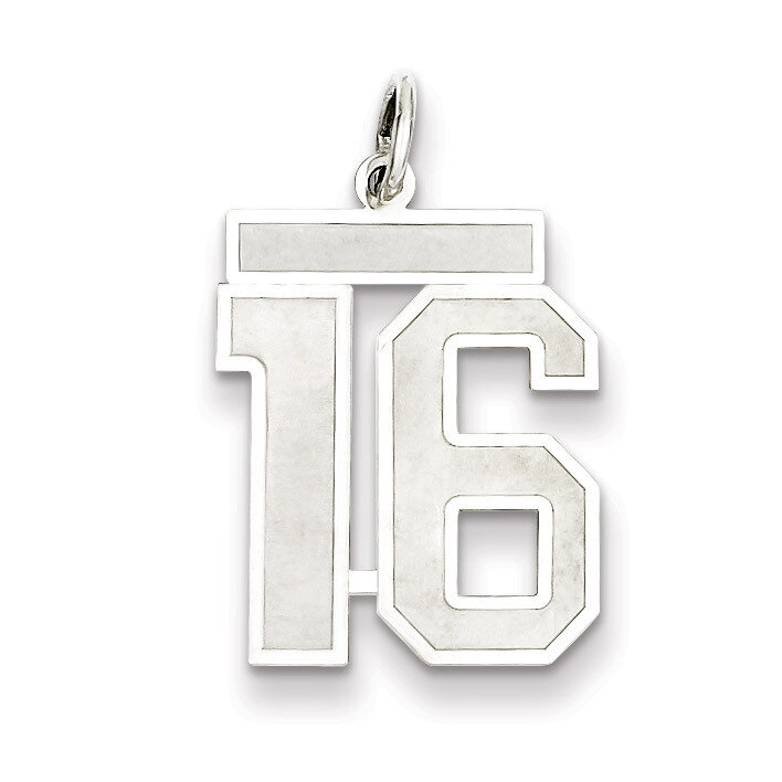Pendant Number 16 Satin Sterling Silver Medium QPM16, MPN: QPM16, 883957126401