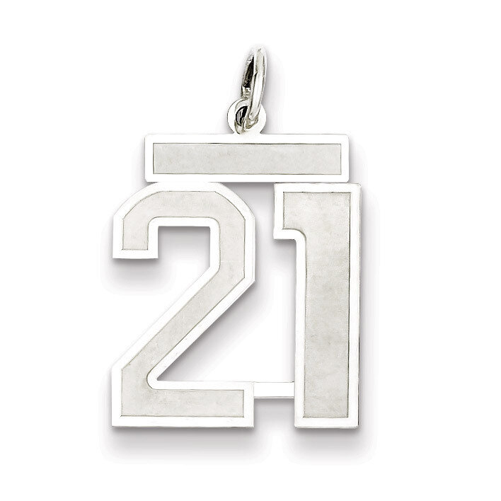 Pendant Number 21 Satin Sterling Silver Medium QPM21, MPN: QPM21, 883957126463