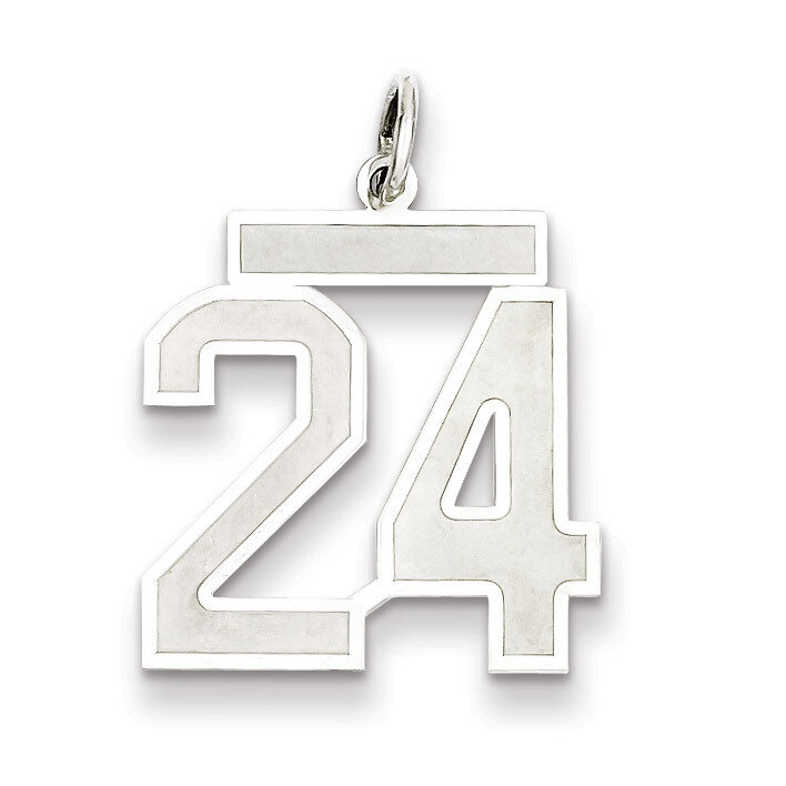 Pendant Number 24 Satin Sterling Silver Medium QPM24, MPN: QPM24, 883957126494