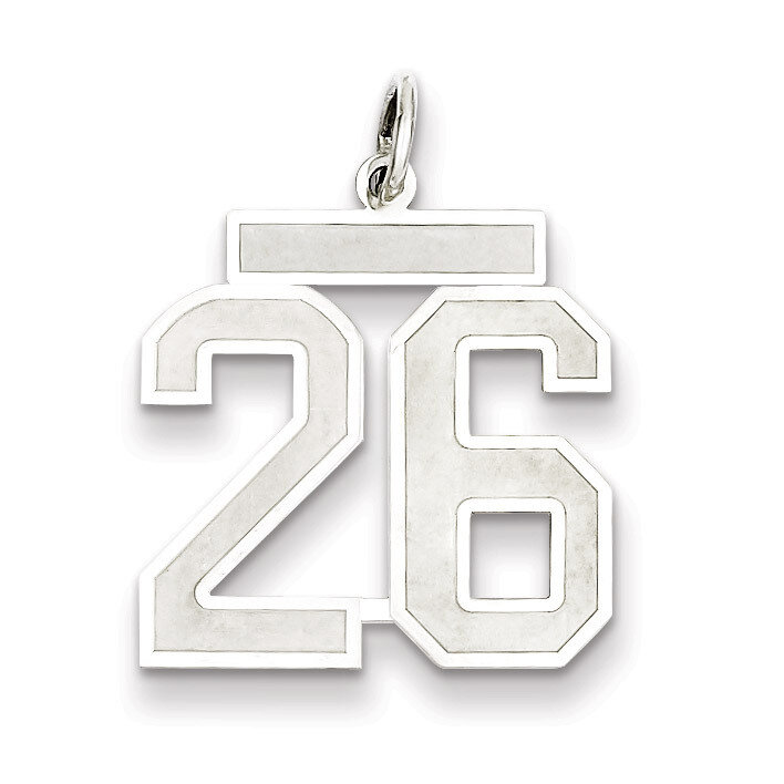 Pendant Number 26 Satin Sterling Silver Medium QPM26