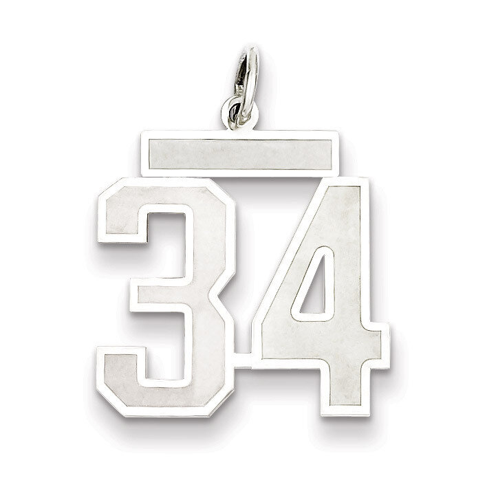 Pendant Number 34 Satin Sterling Silver Medium QPM34