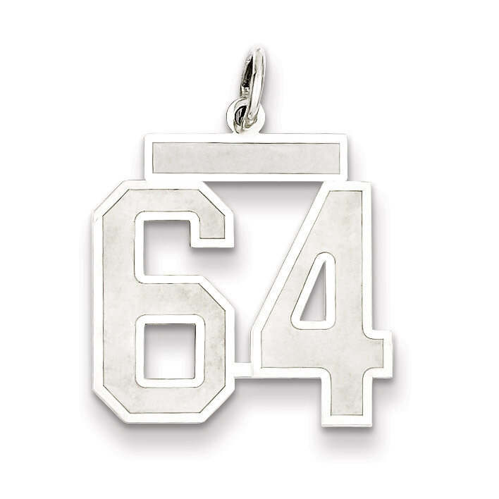 Pendant Number 64 Satin Sterling Silver Medium QPM64, MPN: QPM64, 883957127392