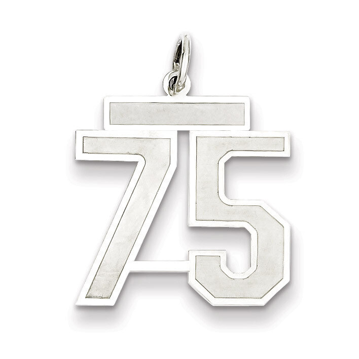 Pendant Number 75 Satin Sterling Silver Medium QPM75, MPN: QPM75, 883957127514