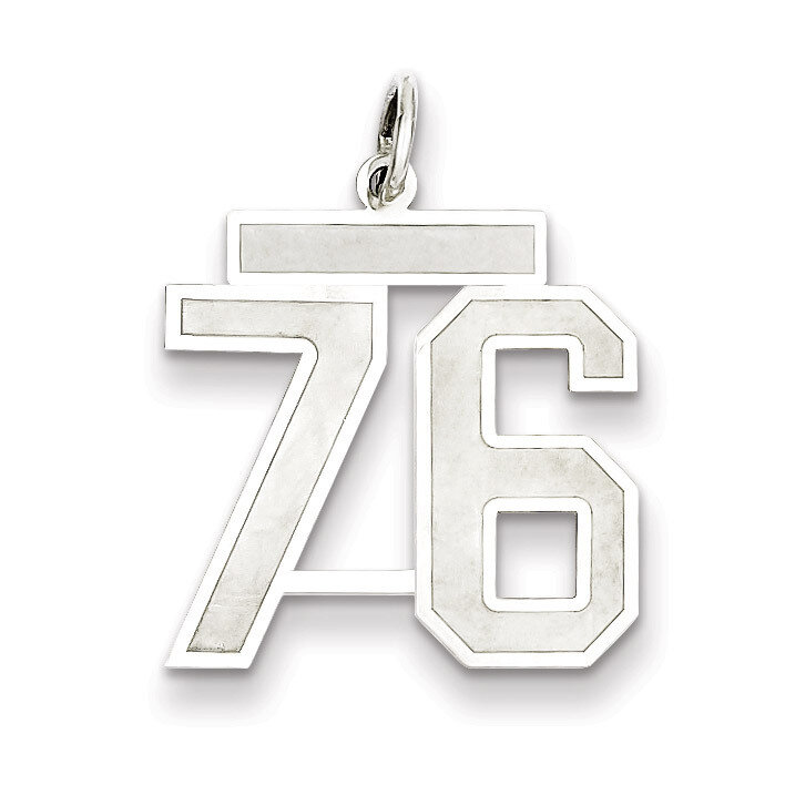 Pendant Number 76 Satin Sterling Silver Medium QPM76, MPN: QPM76, 883957127521