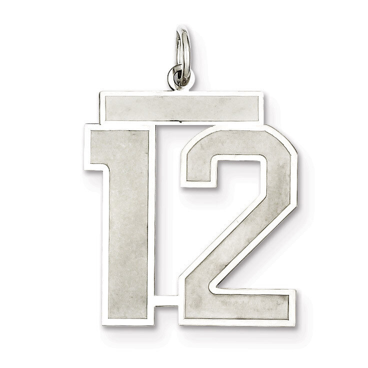 Pendant Number 12 Satin Sterling Silver Large QPP12, MPN: QPP12, 191101281518