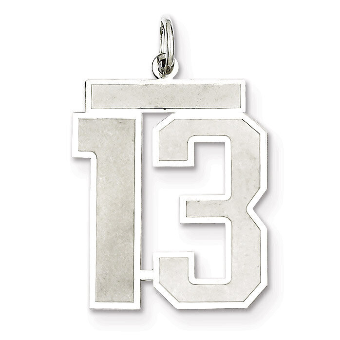 Pendant Number 13 Satin Sterling Silver Large QPP13, MPN: QPP13, 191101281525