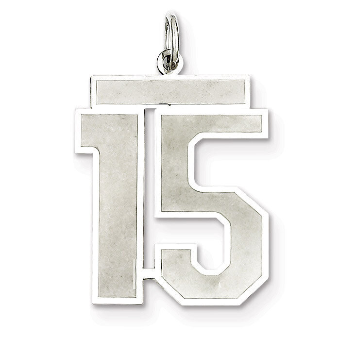 Pendant Number 15 Satin Sterling Silver Large QPP15, MPN: QPP15, 191101281549