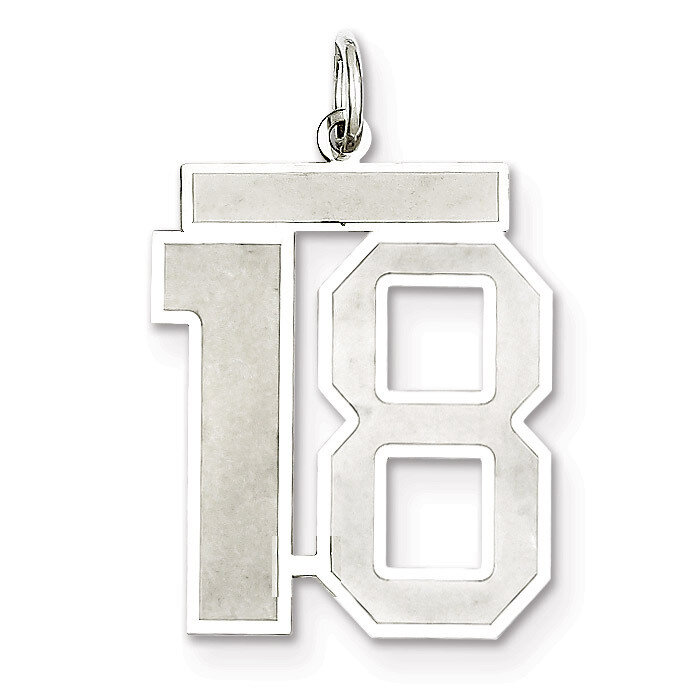 Pendant Number 18 Satin Sterling Silver Large QPP18, MPN: QPP18, 191101281570
