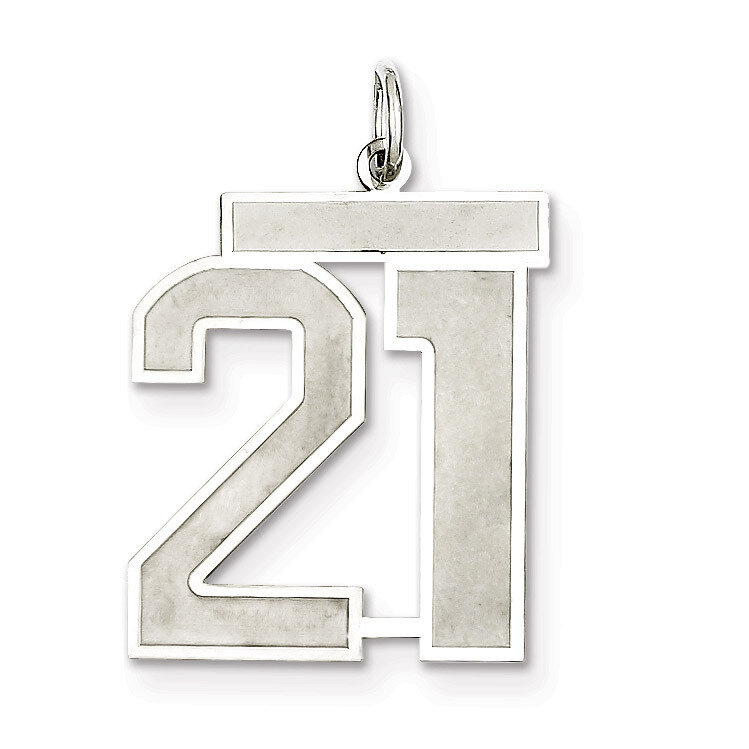 Pendant Number 21 Satin Sterling Silver Large QPP21, MPN: QPP21, 191101281600