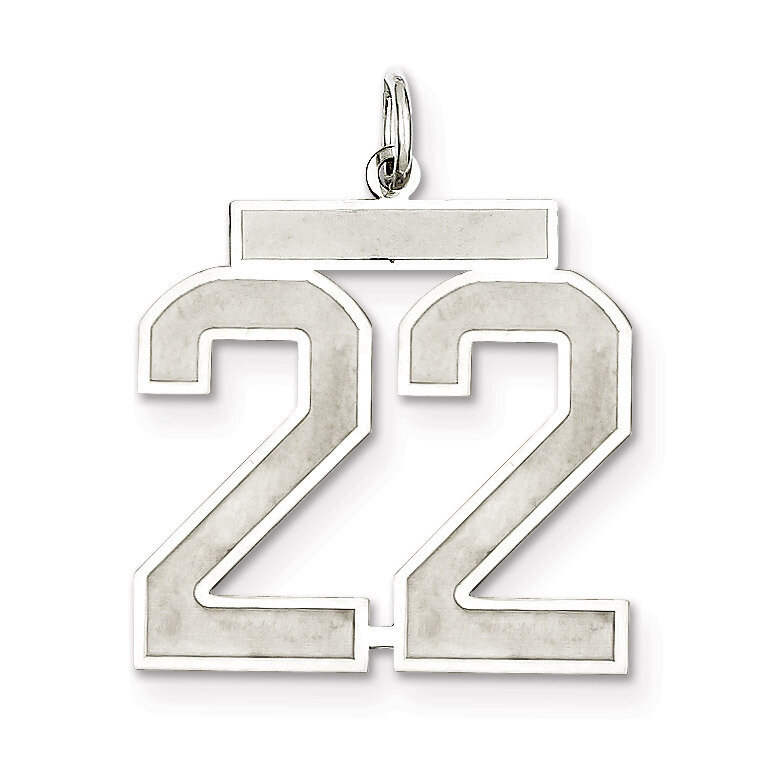 Pendant Number 22 Satin Sterling Silver Large QPP22