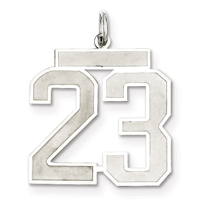 Pendant Number 23 Satin Sterling Silver Large QPP23, MPN: QPP23, 191101281624