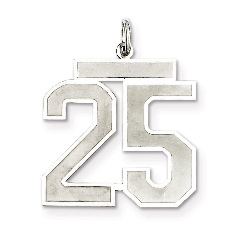 Pendant Number 25 Satin Sterling Silver Large QPP25, MPN: QPP25, 191101281648