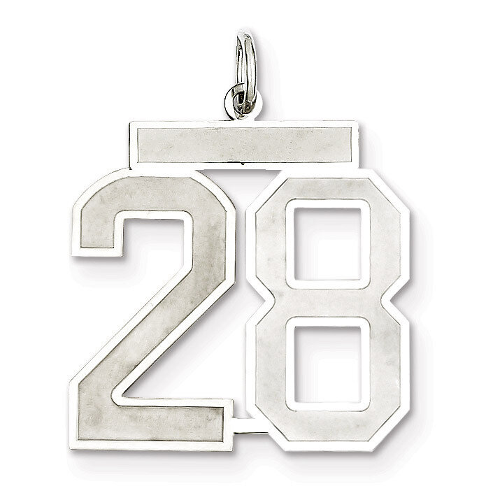 Pendant Number 28 Satin Sterling Silver Large QPP28, MPN: QPP28, 191101281679