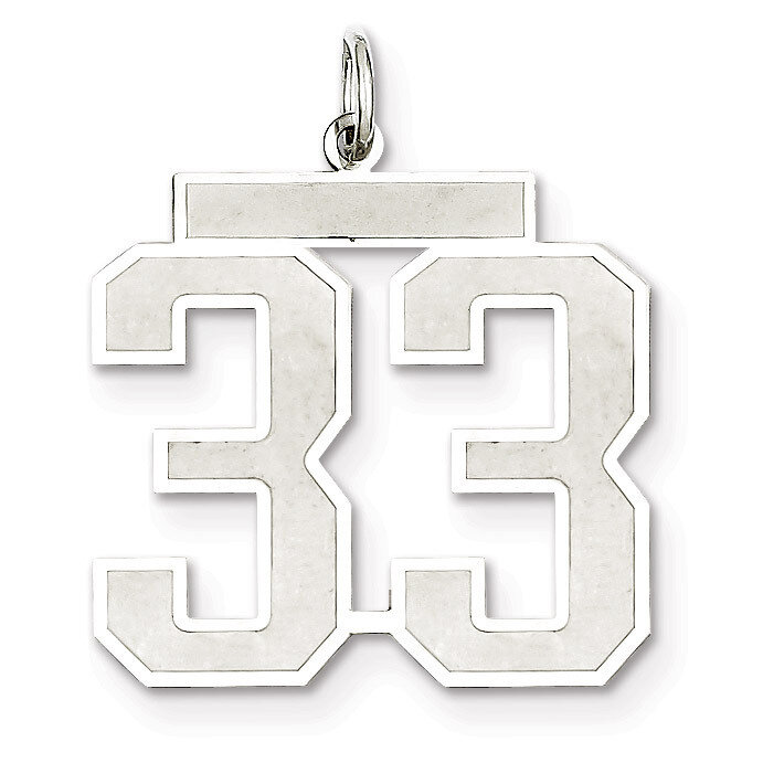Pendant Number 33 Satin Sterling Silver Large QPP33, MPN: QPP33, 191101281723