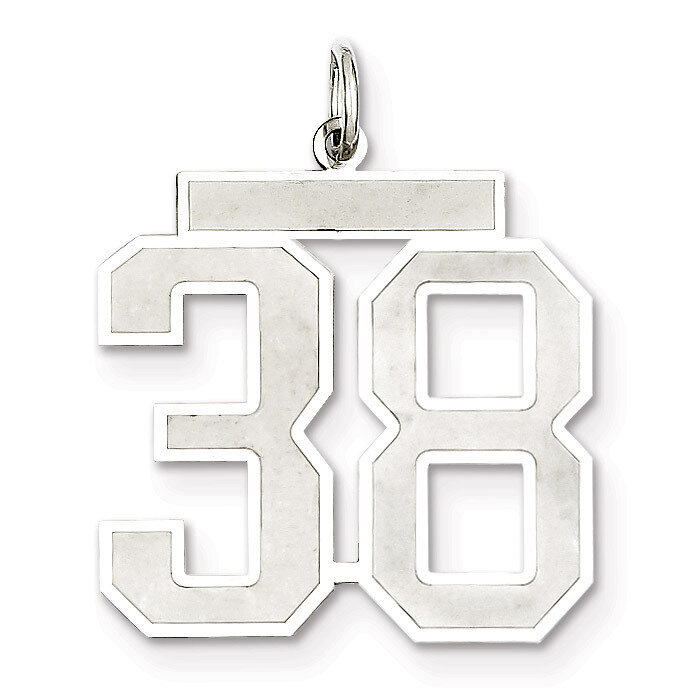 Pendant Number 38 Satin Sterling Silver Large QPP38, MPN: QPP38, 191101281778