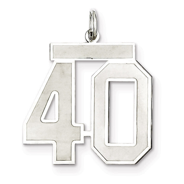 Pendant Number 40 Satin Sterling Silver Large QPP40, MPN: QPP40, 191101281792