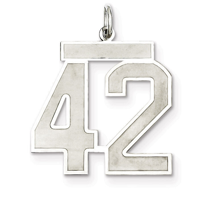 Pendant Number 42 Satin Sterling Silver Large QPP42, MPN: QPP42, 191101281815