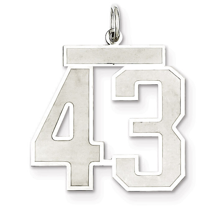 Pendant Number 43 Satin Sterling Silver Large QPP43, MPN: QPP43, 191101281822
