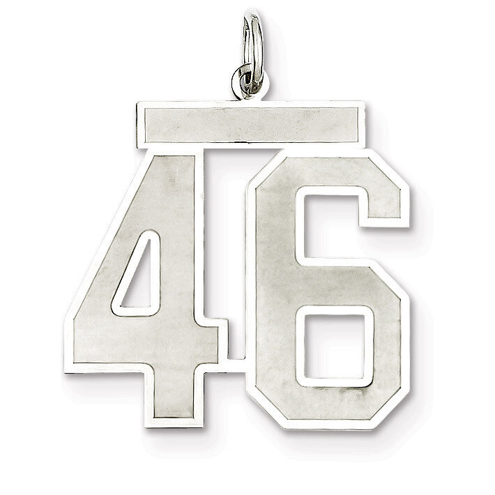 Pendant Number 46 Satin Sterling Silver Large QPP46, MPN: QPP46, 191101281853