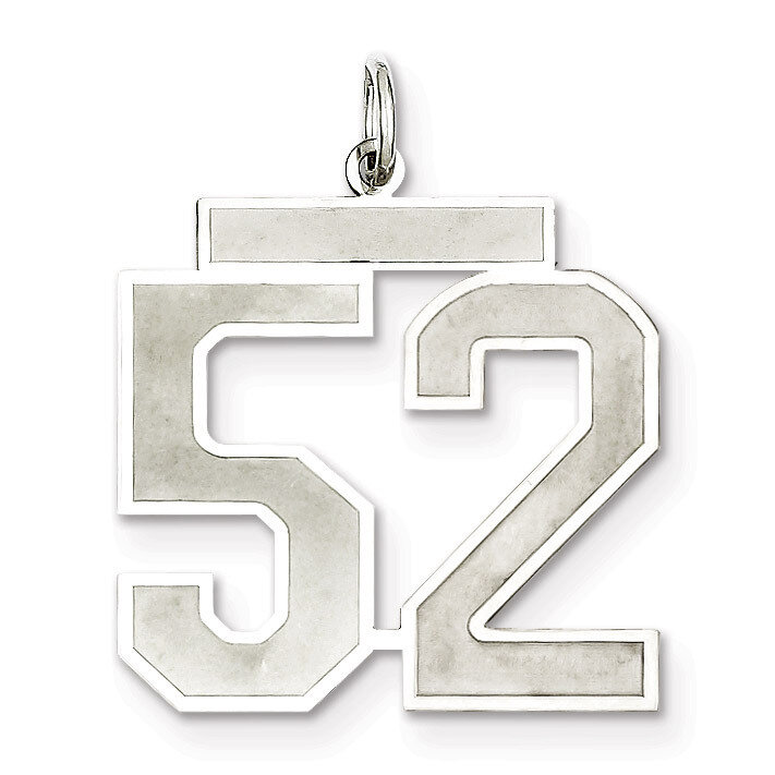 Pendant Number 52 Satin Sterling Silver Large QPP52