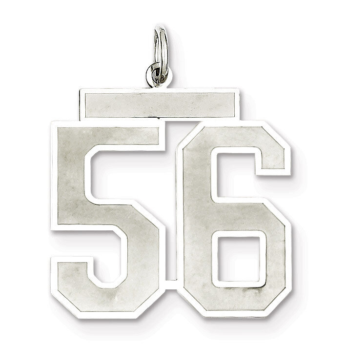 Pendant Number 56 Satin Sterling Silver Large QPP56, MPN: QPP56, 191101281952