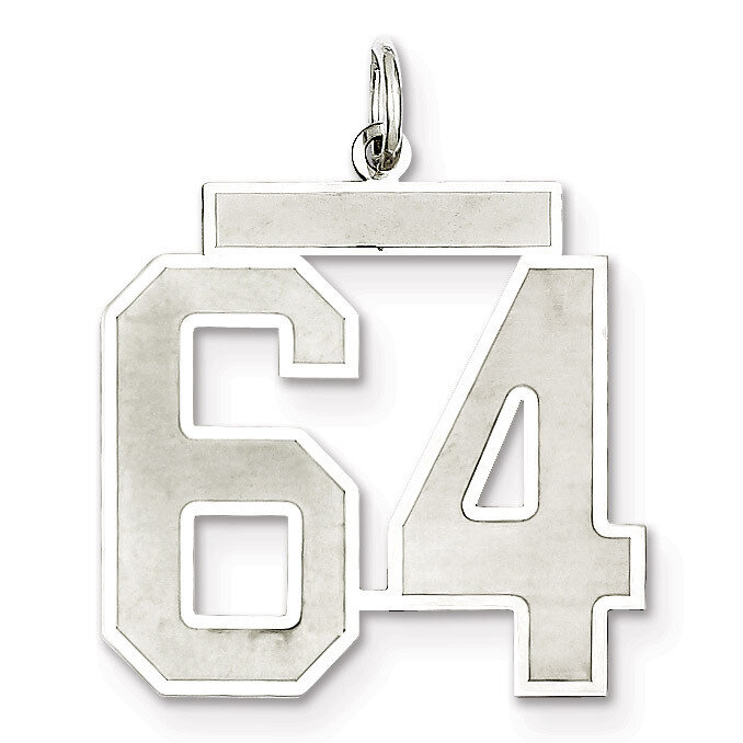 Pendant Number 64 Satin Sterling Silver Large QPP64, MPN: QPP64, 191101282034