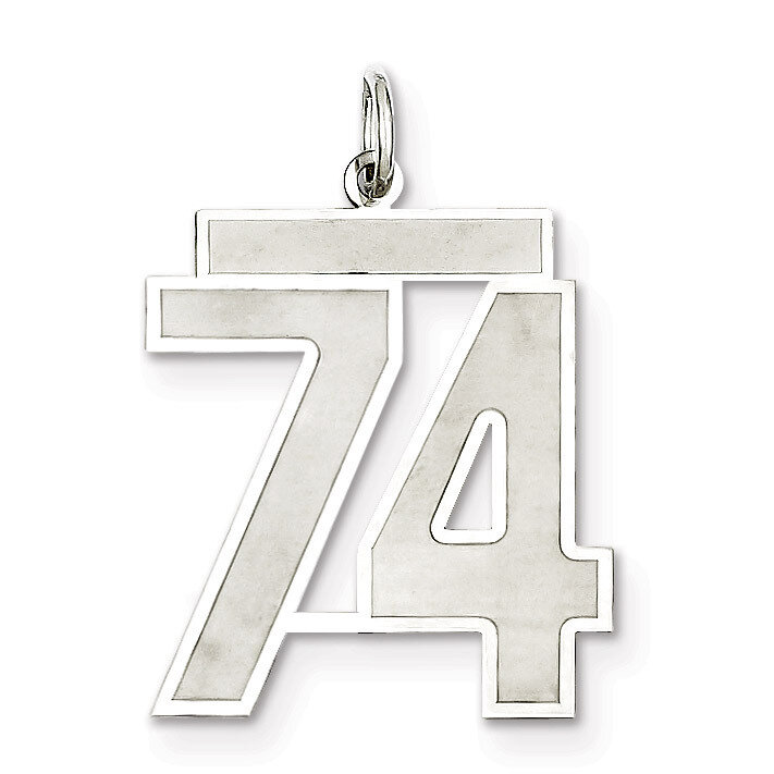 Pendant Number 74 Satin Sterling Silver Large QPP74, MPN: QPP74, 191101282133