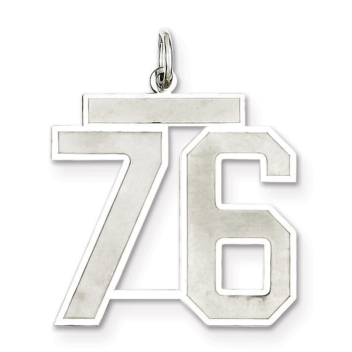Pendant Number 76 Satin Sterling Silver Large QPP76, MPN: QPP76, 191101282157