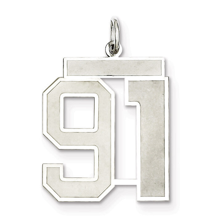 Pendant Number 91 Satin Sterling Silver Large QPP91, MPN: QPP91, 191101282300
