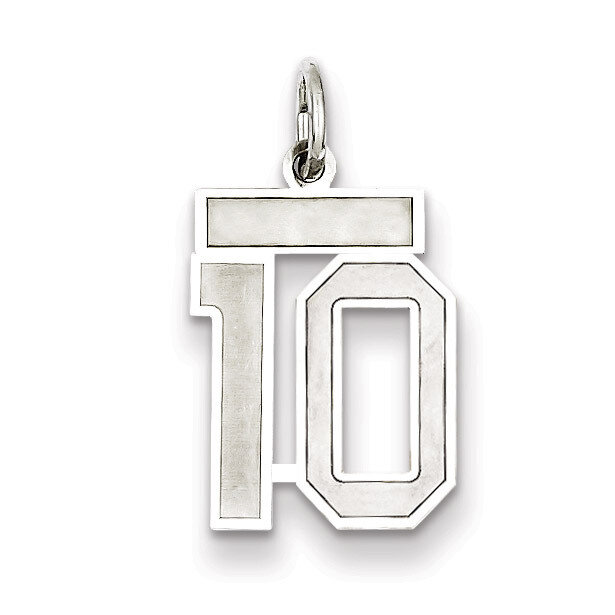 Charm Number 10 Satin Sterling Silver Small QPS10