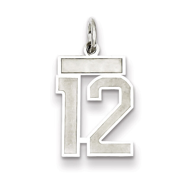 Charm Number 12 Satin Sterling Silver Small QPS12