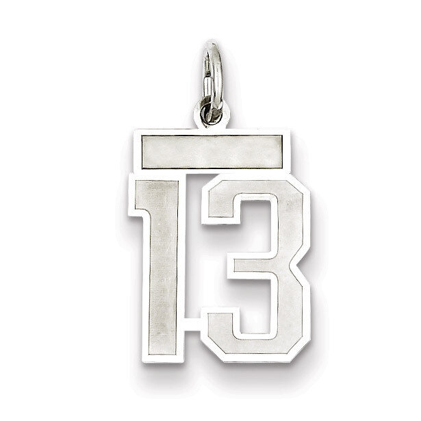 Charm Number 13 Satin Sterling Silver Small QPS13
